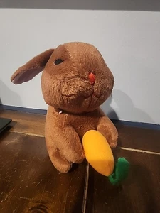 Zanies Rabbit Bunny Dog Toy Plush Stuffed Squeaky 9” Carrot Brown - Picture 1 of 6