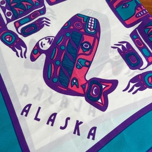 VTG Square Tribal Animal Scarf by Ace Alaska 1991 Colorful Geometric 27x27 - Picture 1 of 7