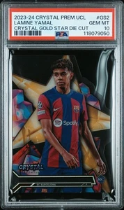 Lamine Yamal 2023-24 Topps Crystal Premium UCL GS-2 Gold Star Die-Cut RC PSA 10 - Picture 1 of 2