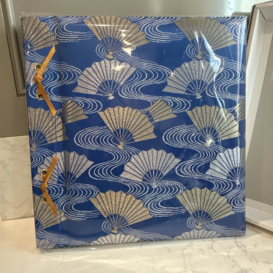 Álbum de fotos vintage japonés asiático estampado azul metálico cubierto TMY-54 Foto 1 de 4