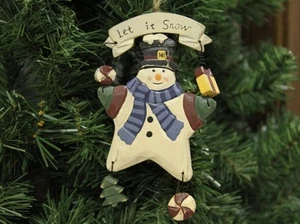 Rustic Snowman 'Let It Snow' Christmas Ornament, Wooden - Picture 1 of 2