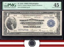 1918 $1 PHILADELPHIA FRBN *GREEN EAGLE* PMG 45 Fr 714 34358