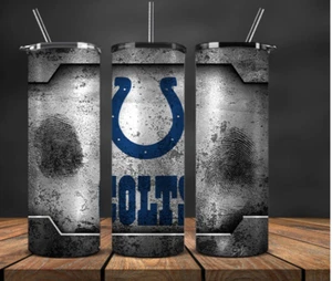 20 oz Indianapolis Colts  Stainless Steel NFL Tumbler & Metal Straw Fingerprint - Picture 1 of 3