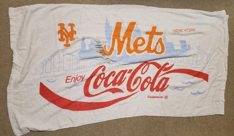 New York Mets Beach Blanket 1980s giveaway day shea stadium Coca Cola used rips Cover