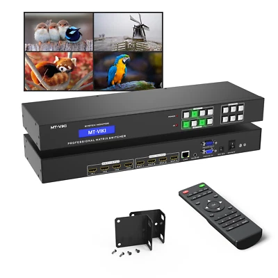 MT-VIKI 4x4 HDMI Matrix Switch 4K 30hz 4 in 4 out Switcher 3D with Web GUI RS232 - Image 1 of 4