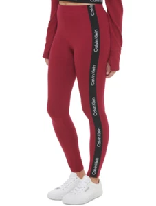 Calvin Klein Women Logo Tape High Waist Full Length Leggings Chianti Size L - Picture 1 of 2