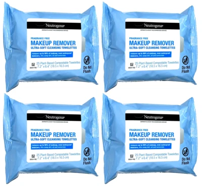 Neutrogena Fragrance free Ultra-Soft Cleansing Makeup Remover 25 towelette-4Pack - Image 1 of 3