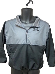 Under Armour Boys Jacket Size Youth Large Long Sleeve Pullover Black Gray Casual - Picture 1 of 13