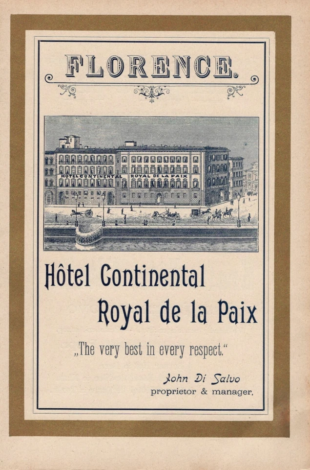 Hotel Continental Neapel Deutsches Haus Napoli Werbung Reklame um 1895 - Bild 1 von 1