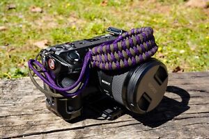 Purple / Dark Olive custom hand-made Heavy Duty Paracord 550 camera wrist strap.