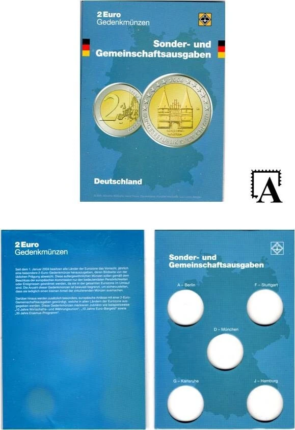 NEU: Leuchtturm Münzkarte neutral für 2-Euro-Münzen Klappkarte für 5x 2 Euro