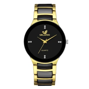 ORLANDO Men Luxury Watches New Arrived Cool Black Gold Quartz Steel Wristwatch E - Picture 1 of 15