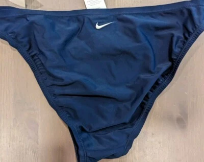 NWT! Nike Athletic Bikini Swim Bottom Navy Blue, Tie Waist, Size 6,  24" Waist - Image 1 of 4