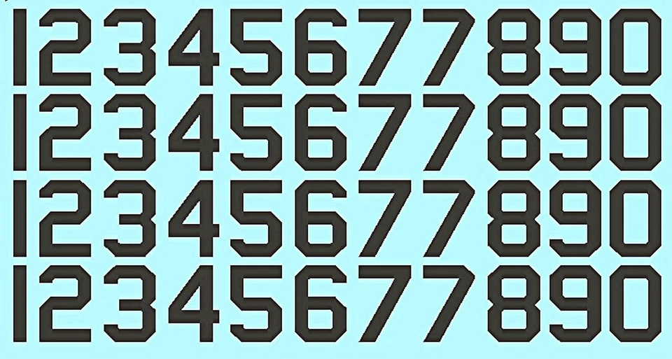 IDC DECALS Startnummern Zahlen schwarz Start Numbers black 12 mm 1:32 Decal Abziehbild 23-2