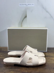 Capri Sandalia de Piel para Mujer Arena Hecho a Mano En Italia Fondo Cuero 38 - Imagen 1 de 6