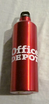 DEPÓSITO DE OFICINA BOTELLA DE AGUA DE METAL DE ALUMINIO ROJO 16-18 OZ TAPA DE TORNILLO TAMAÑO 10" X 3" Foto 1 de 4