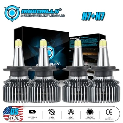 For Mercedes-Benz C300 2008-2017 360° LED Headlight Bulb Kit 6500K High Low Beam - Image 1 of 4