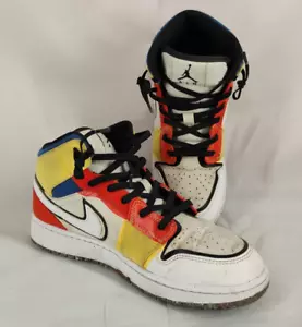 GS Size 5.5 Youth Nike Air Jordan Retro 1 Mid SE 'Multicolor Canvas' DV1316 100 - Picture 1 of 14