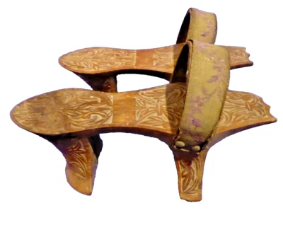 ANCIENNES KABKAB SANDALES DE HAMMAM EN BOIS olivier TURQUIE SYRIE wooden slipper - Photo 1/4