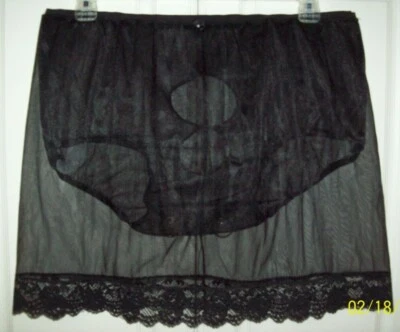 Braguita y braguita de nailon transparente negra con salida delantera y orificio trasero 36-56" 18" deslizable ** Foto 1 de 4