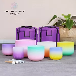 CVNC 432HZ 6-12" Candy Crystal Sound Bath Bowls Meditation Set Crystal Singing - Picture 1 of 9