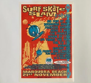 SURF SKATE SLAM FESTIVAL poster REPRODUCTION ska punk ben brown - Foto 1 di 1