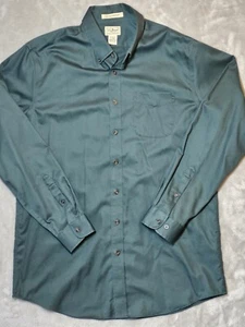 L.L. Bean Men's Button Up Shirt L -TALL Forest Green Wrinkle Resistant - Picture 1 of 12
