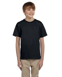 5 PACK OF Hanes Youth 5.2 oz., Ecosmart Cotton Poly Short Sleeves T-Shirt - 5370 - Picture 1 of 4