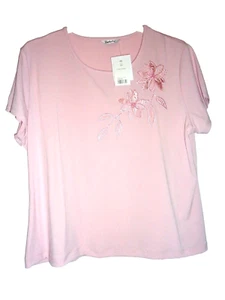 BNWT SIZE 22 BERKERTEX PINK S-SLEEVE TUNIC TOP WITH EMBROIDERY & SEQUIN DETAIL - Picture 1 of 2