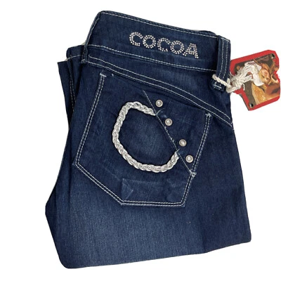 Jeans bootcut feminino designer cacau tamanho 6 azul B.N.W.T RRP $120 - Imagem 1 de 4