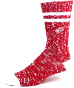 Detroit Red Wings Hockey Red White 2 Stripe Alpine Knit Deuce Crew Socks - Picture 1 of 3