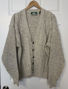 British Racing Green Herren Strickjacke Gr. L Zopfmuster Knopfleiste Opa Vintage - Bild 1 von 10