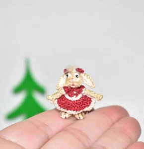 Miniature Crochet Bunny Girl Micro Rabbit Extremely Micro 1" Rabbit Lovers Gift - Picture 1 of 5