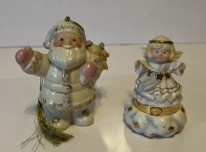 Lenox  Annual Santa Ornament 2000 Santa's Special Delivery & Angel Trinket Box - Picture 1 of 5