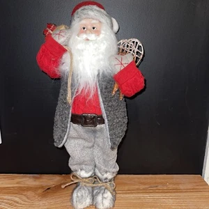 Christmas Snow Santa Claus Faux Fur Snow Shoes Red Sweater Bag Toys  19” Tall - Picture 1 of 12