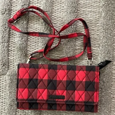 Cartera organizadora Vera Bradley roja y negra tartán a cuadros 💚 Foto 1 de 3