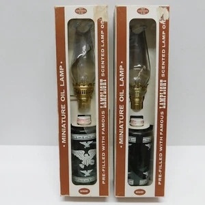 Set of 2 NOS Lamplight Farms Products 1970s Miniature Oil Lamp 6 oz. NEW Boxed - Picture 1 of 24