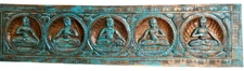 Vintage BUDDHA Wall Carving Blue Headboard Wall Relief Panel Yoga Zen Decor72x18