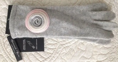 NWT HANNAH ROSE Light Gray 100% Cashmere long gloves - Image 1 of 3
