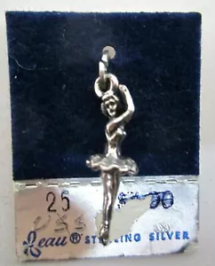 Beau STERLING Silver Ballerina Charm New on Card VINTAGE 1960's - Picture 1 of 2