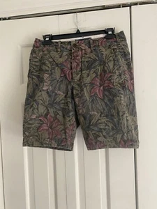 Pantalones Cortos Para Hombre Abercrombie & Fitch Silenciados Verde Borgoña Azul Floral Botánico 28 - Imagen 1 de 3
