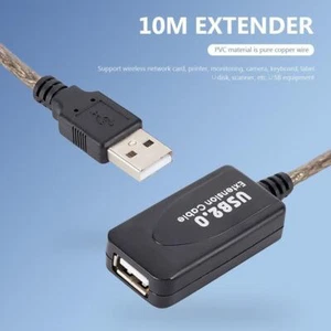 33ft USB 2.0 Extension Repeater Cable Signal Booster A Male to A Female - Afbeelding 1 van 7