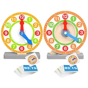 Wooden Clock Kids Toys Time Learning Teaching Aids Toys For Children Life Skills - Picture 1 of 14