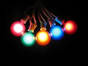 25 Foot Globe Patio String Lights - 25 pcs G50 Assorted Satin Multi-colored B - Picture 1 of 1