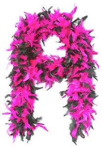 Hot Pink & Black 100% Feather Boa 140GM Over 6 ft Costume Accessory Burlesque