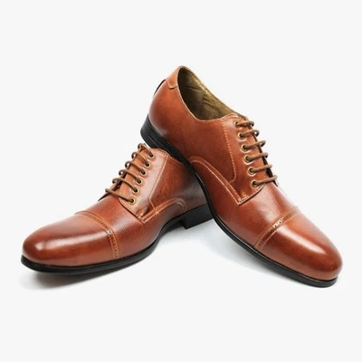 Ferro Aldo Men shoes Cap Toe Oxfords Detailed Stitching Lace up leather Quality - Image 1 of 4
