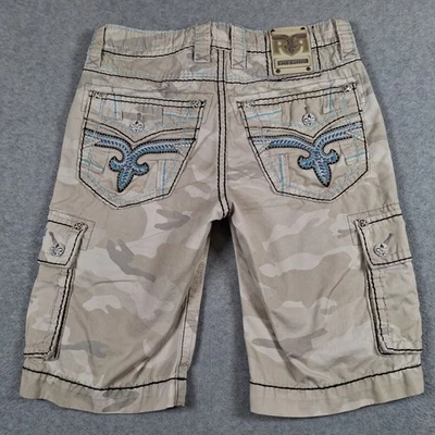 Pantalones Cortos Carga Rock Revival Hombres 30 Bronceados Camuflados Puntada Gruesa 12" Entrepierna Foto 1 de 4