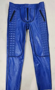 Pantalones BLUF de cuero real para hombre con paneles acolchados y pantalones de motociclista de color - Imagen 1 de 3