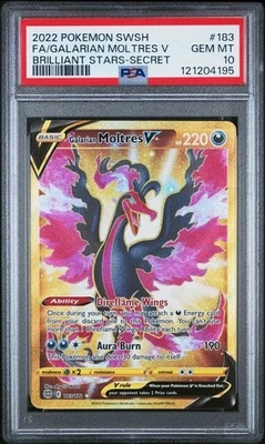 Pokemon Brilliant Stars # 183 Full Art Galarian Moltres V PSA 10 Card! GEM MINT - Image 1 of 2