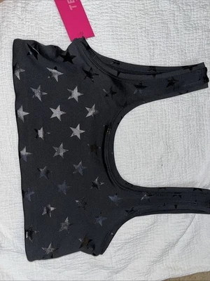 Terez 纽约大号运动文胸全新带标签黑色带星星 — 第 1/4 张图片